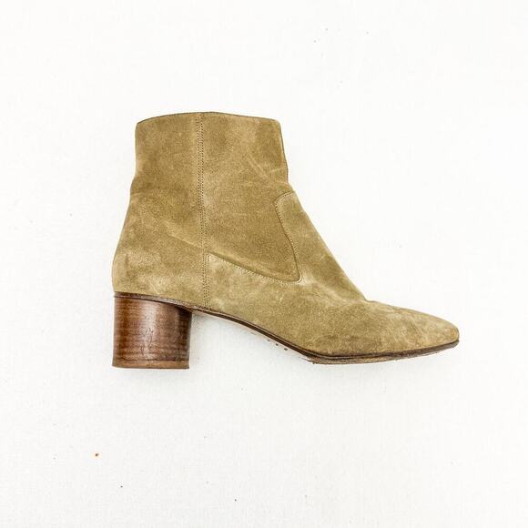Isabel Marant Olive Suede Leather Round Heel Ankle Booties Size 40 - Picture 5 of 6